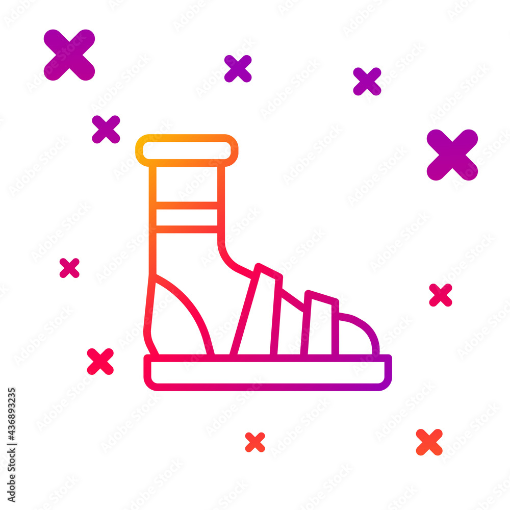 Poster color line slippers with socks icon isolated on white background. beach slippers sign. flip flops. g