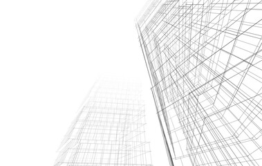 modern architecture drawing 3d illustration
