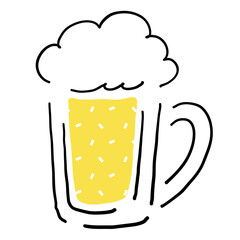 Hand-drawn illustration of mug beer　ジョッキビールの手描きイラスト