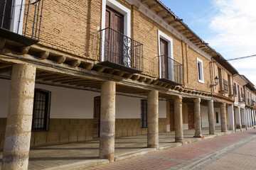 Fototapeta na wymiar Houses with Portals in the Plaza de Villalon de Campos. Valladolid Spain