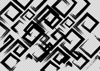 Cute vector geometric seamless pattern. Brush strokes, arrows. Hand drawn grunge texture.