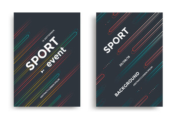 Sports event poster layout with color lines pattern