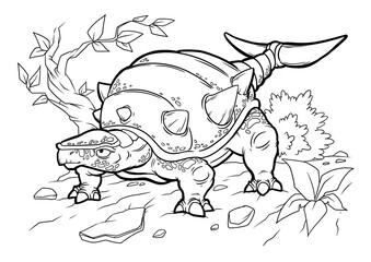 Coloring book for children with a dinosaur