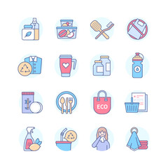 Zero waste - modern line design style icons set