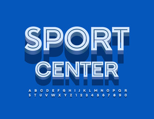 Vector modern sign Sport Center with Trendy 3D Font. Creative set of Alphabet Letters and Numbers