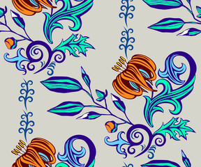 Vector ornamental hand drawing decorative baroque background. Ethnic seamless pattern ornament. Vector pattern. - 436897261