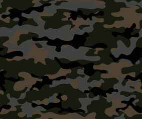 Fototapeta premium Army dark green camouflage background, forest pattern, disguise, military design.