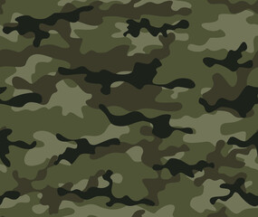 Fototapeta premium Forest camouflage texture, seamless modern vector background, army uniform, military pattern. EPS