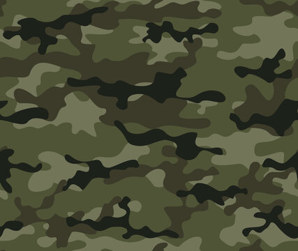 
Forest camouflage texture, seamless modern vector background, army uniform, military pattern. EPS