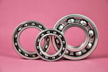 Roll bearings of different sizes. Spare parts