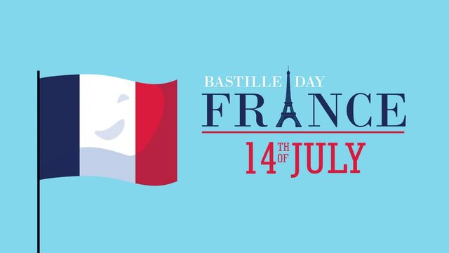 bastille day france celebration lettering with flag