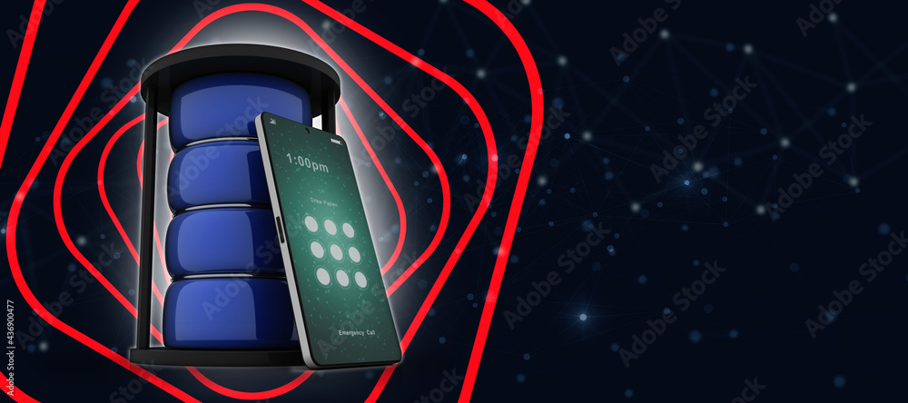 Poster 3d rendering mobile phone data
