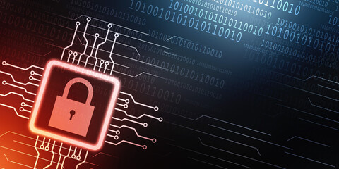 2d illustration Safety concept: Closed Padlock on digital background
