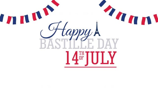bastille day france celebration lettering with garlands