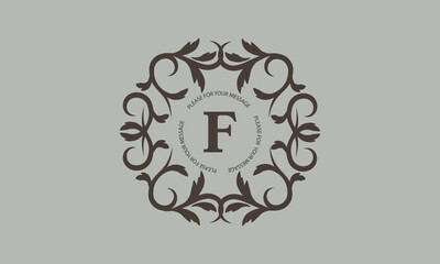 Elegant calligraphic ornament with an exquisite letter F. Business sign, identity logo for a restaurant, boutique, hotel.
