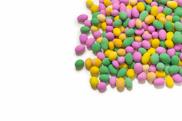 Group of colorful peanuts in glaze.