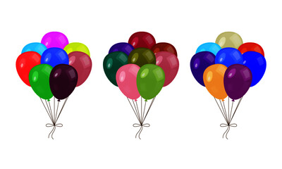 Collection of realistic vector colorful balloons isolated on transparent background. Party decoration for birthday, anniversary, celebration, event design, vector.