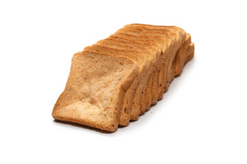 Delicious bread slices isolated on a white background.