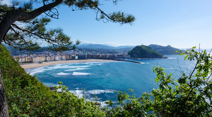 City of Donostia-San Sebastian and zurriola beach, Euskadi