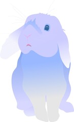 The rabbit is cute. Big-eared animal, rabbit. Big-eared rabbit. Gray hare, orange, purple.