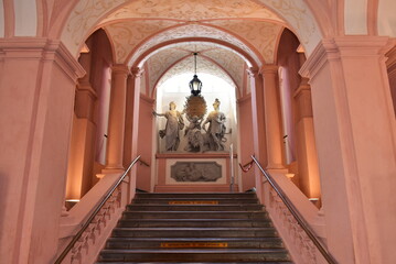 ntranc e with stairs in historic building of church