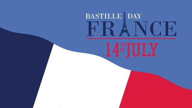 bastille day france celebration lettering with flag
