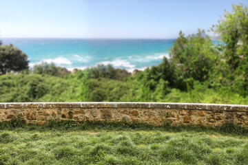 Fototapeta premium Summer background of free space and terrace 