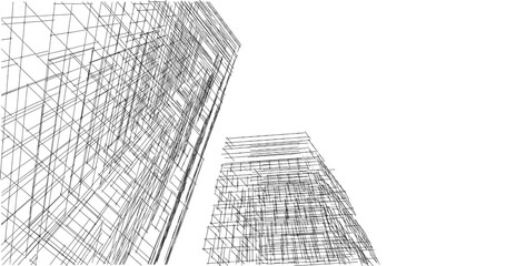 abstract architecture digital background 3d illustration