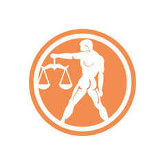 Simple logo design people carry scales suitable for court, balance and finances