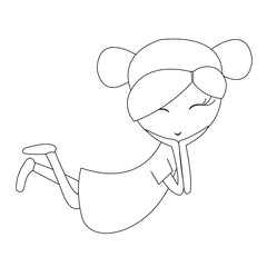 Vector illustration of cute girl, baby girl in cartoon style