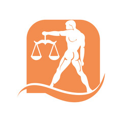 Simple logo design people carry scales suitable for court, balance and finances