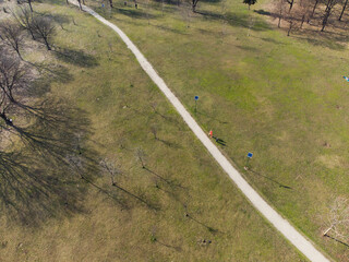 Aerial view of Izvor Park in Bucharest, Romania