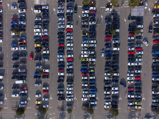 Aerial view of a parking lot in Bucharest, Romania