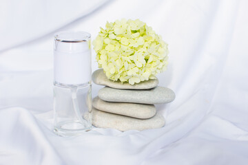 cosmetics in white jars. Medical spa supplies