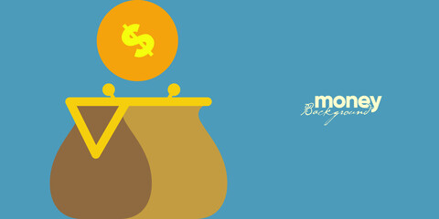 Money. Vector flat illustration. Simple background illustration about money, finance and business. Funny cartoon style. Perfect for social banner, cover, poster or flyer.