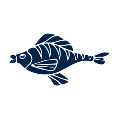 Fish. Doodle Illustration. Vector Image. Isolated On White.
