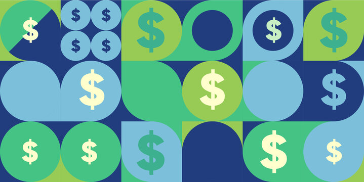 Money. Vector flat illustration. Simple background illustration about money, finance and business. Funny cartoon style. Perfect for social banner, cover, poster or flyer.