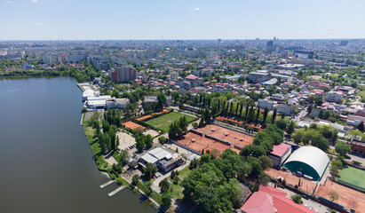 Aerial view of Floreasca area in Bucharest, Romania