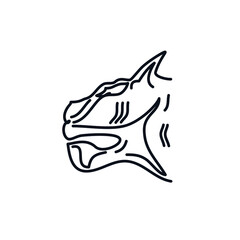 Beast predator animal logo icon sign Monster symbol Hand drawn sketch Linear sport design Cartoon children's style Fashion print clothes apparel greeting invitation card cover flyer poster banner © Damien Che
