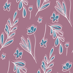 Stylized Plants Seamless Pattern.