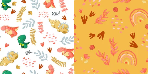 Rucksack Seamless cute dinosaur pattern. Colorful dino background for kids. Childish vector design for textile and packaging, nursery wallpaper © Tatiana Sidenko