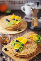 Crepes or bliny with fruit