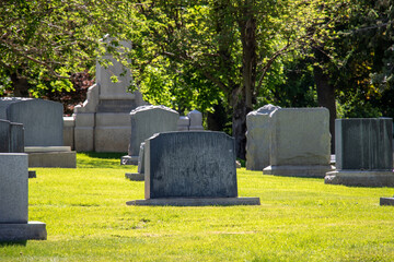 A Variety of Different Style Headstones and Gravestones at a Cemetery