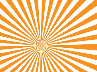Orange rays of starburst on white background for wallpaper. Orange burst. Abstract white shine with sunburst lights. Sun design and explosion beams illustration. Summer bright sunshine backdrop.