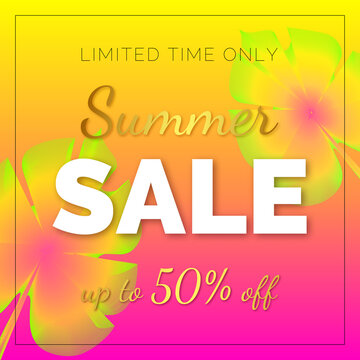 Pink and yellow abstract summer sale banner