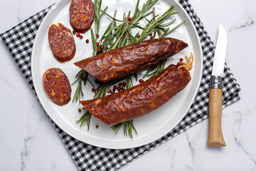 Assortment of typical Spanish homemade sausages