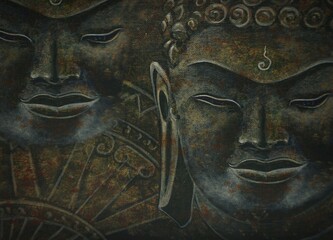 Fototapeta na wymiar Art painting Oil color Buddha statue Thai land , Auspiciousness , prosperous , auspicious