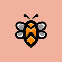 Simple Mascot Vector Logo Design Bee Honey