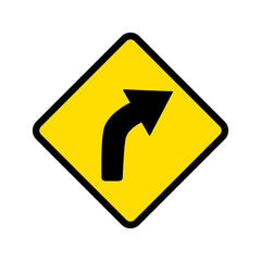 Curve right sign vector design.