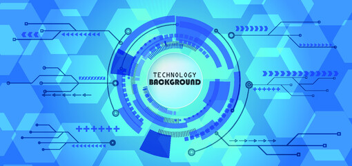 Obraz premium Abstract technology background with various technology elements Hi-tech communication concept innovation background Circle empty space for your text